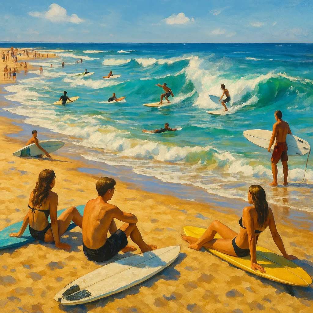 Crowded Seaside Setting