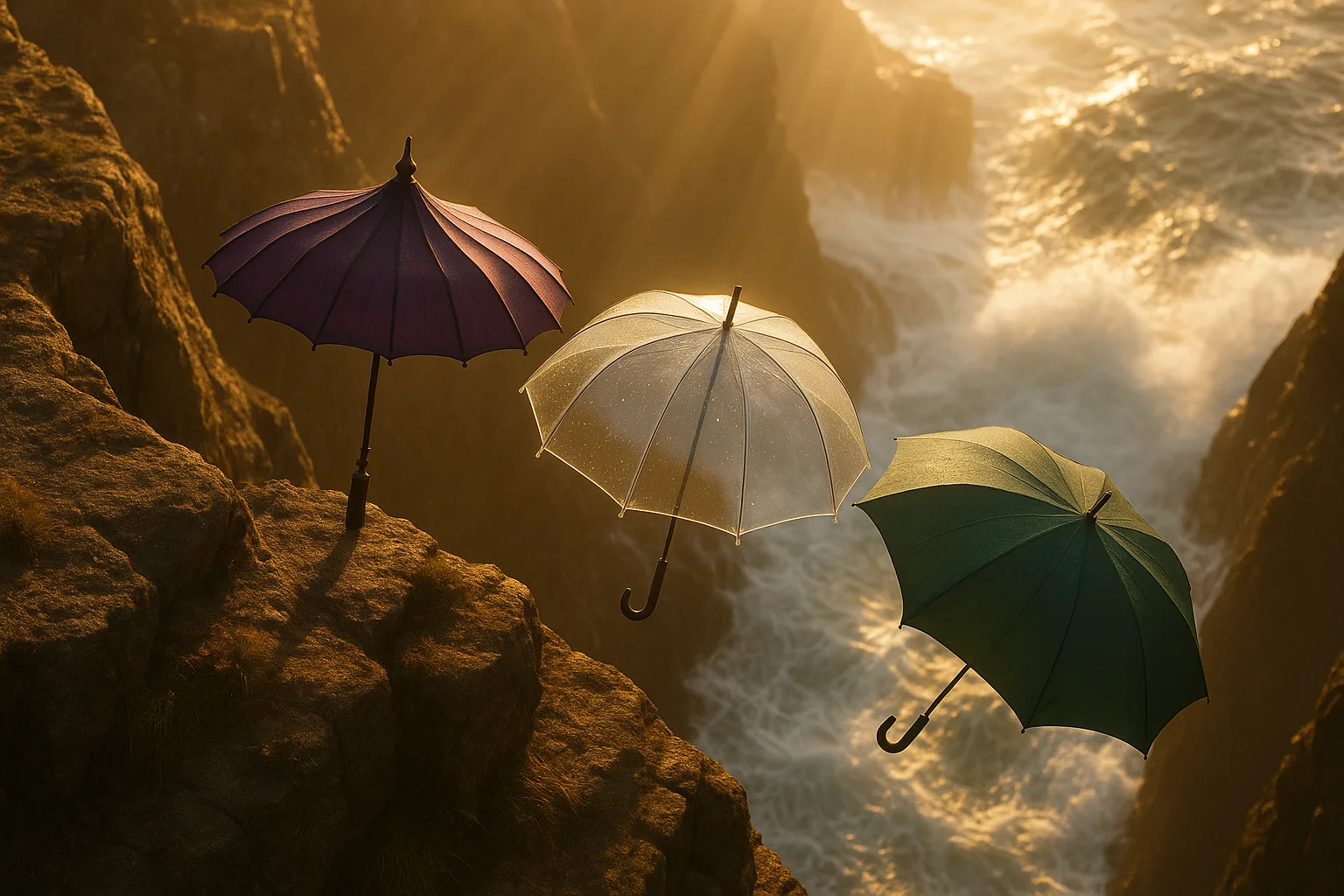 Dramatic Scene Unfolds on Rugged Cliffs with Waves Crashing Violently