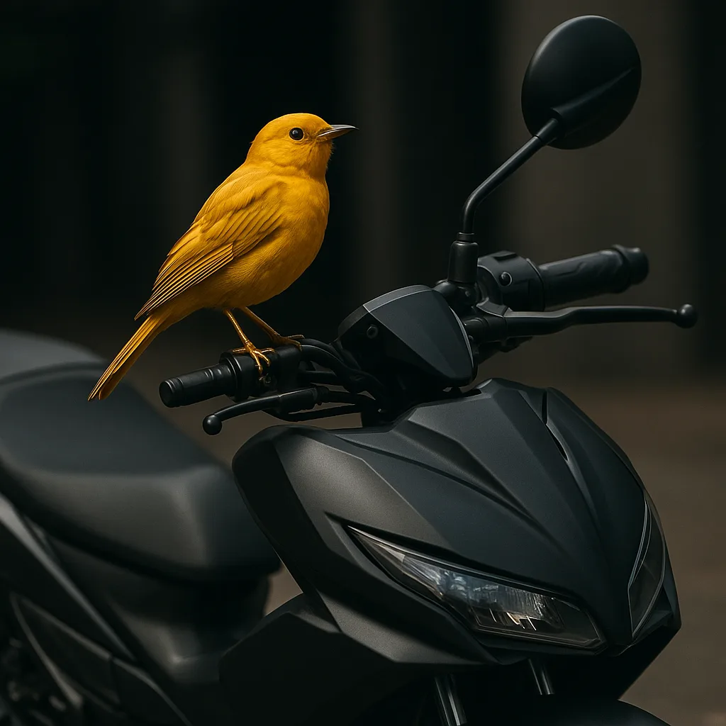 Shimmering Golden Bird Sitting Gracefully on a Stylish