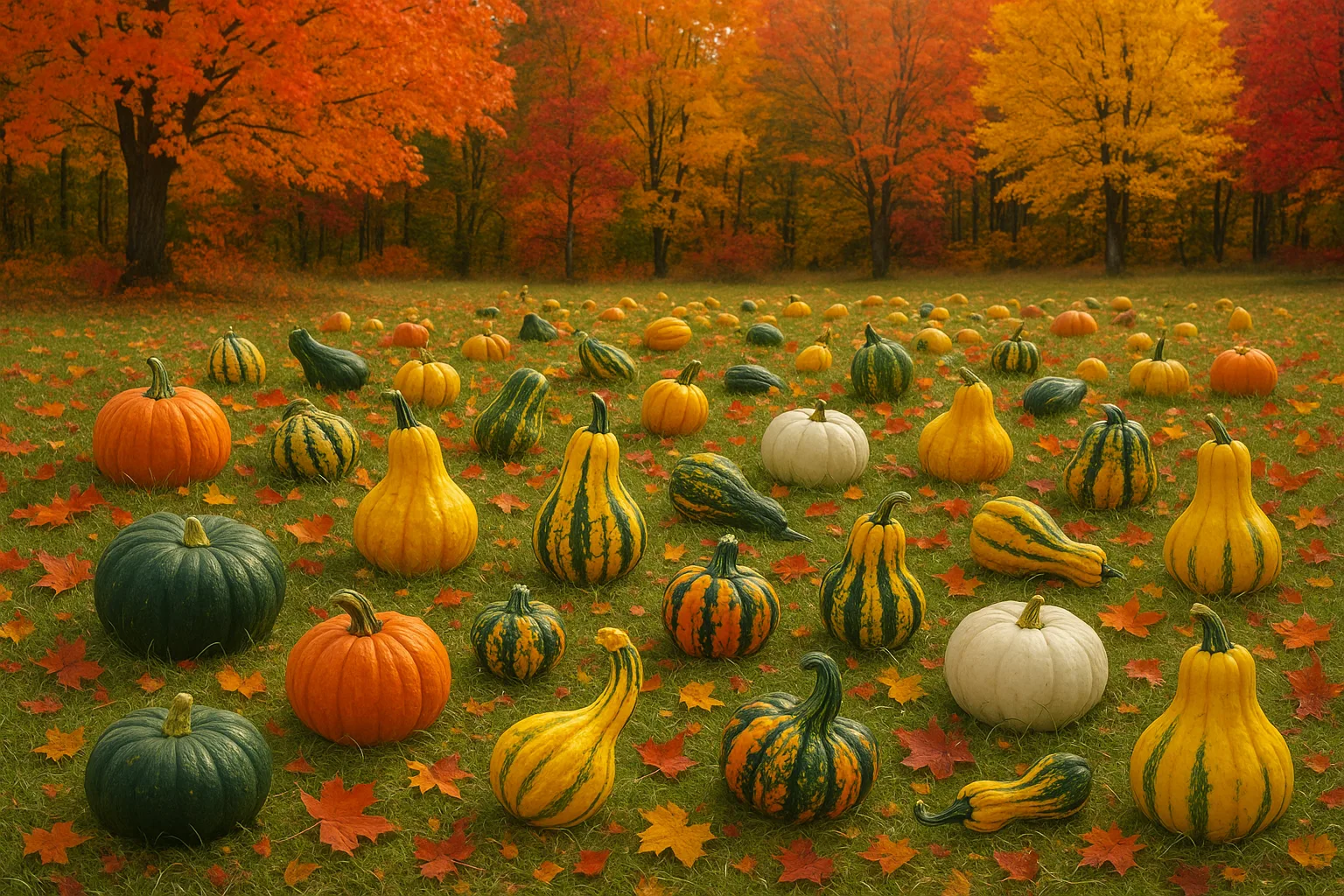 Field Brimming with a Variety of Squash
