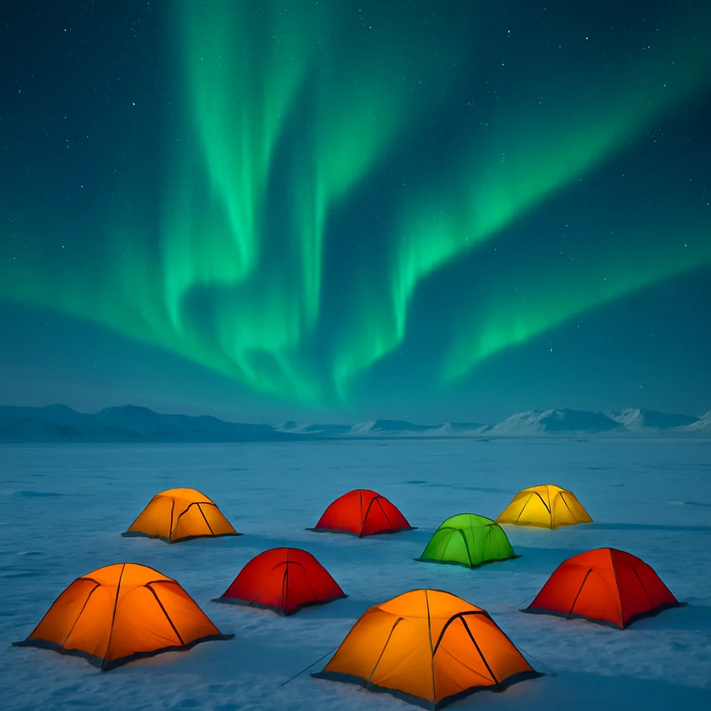 Scattered Handful of Brightly Colored Tents Stands