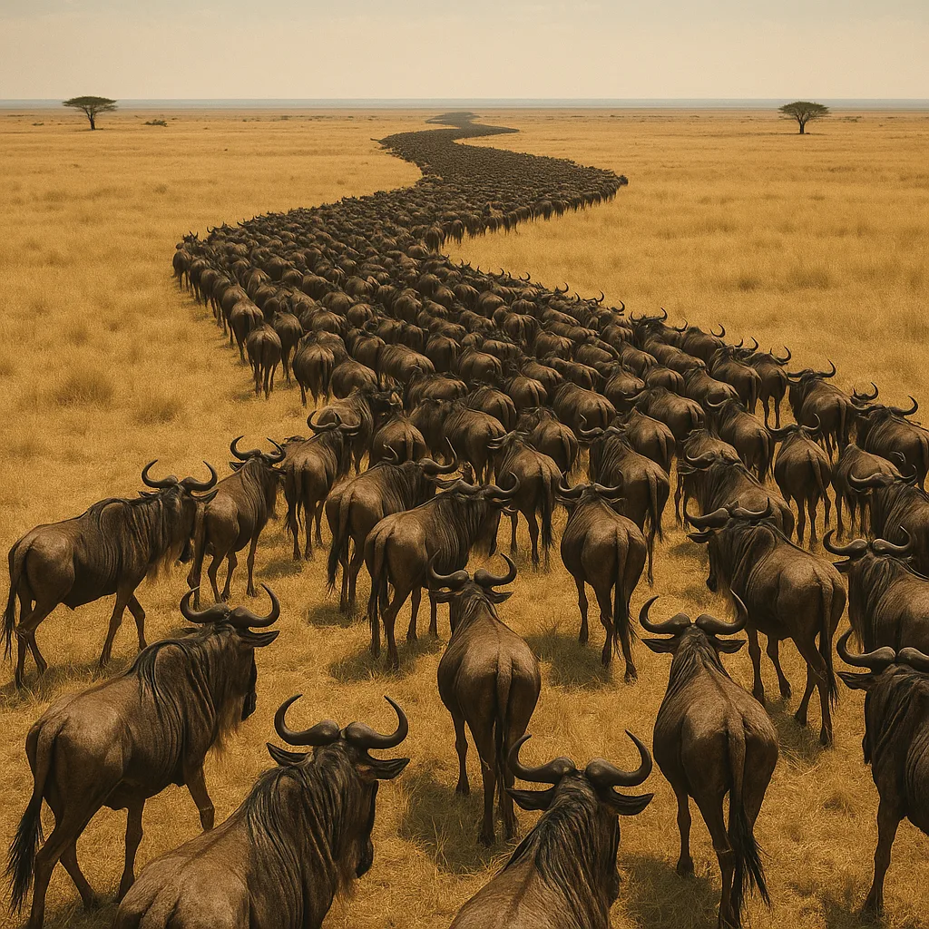 Massive Wildebeest Herd