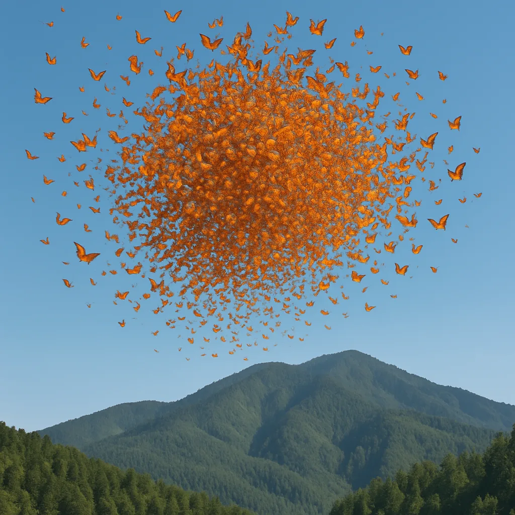 Thousands of Monarch Butterflies Create a Vibrant Orange Cloud