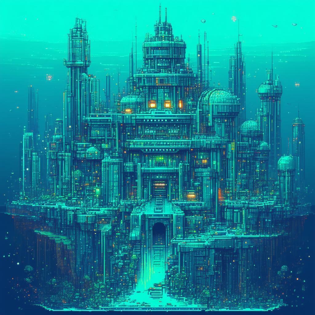 Hidden Underwater Spy City in Retro Pixel Art