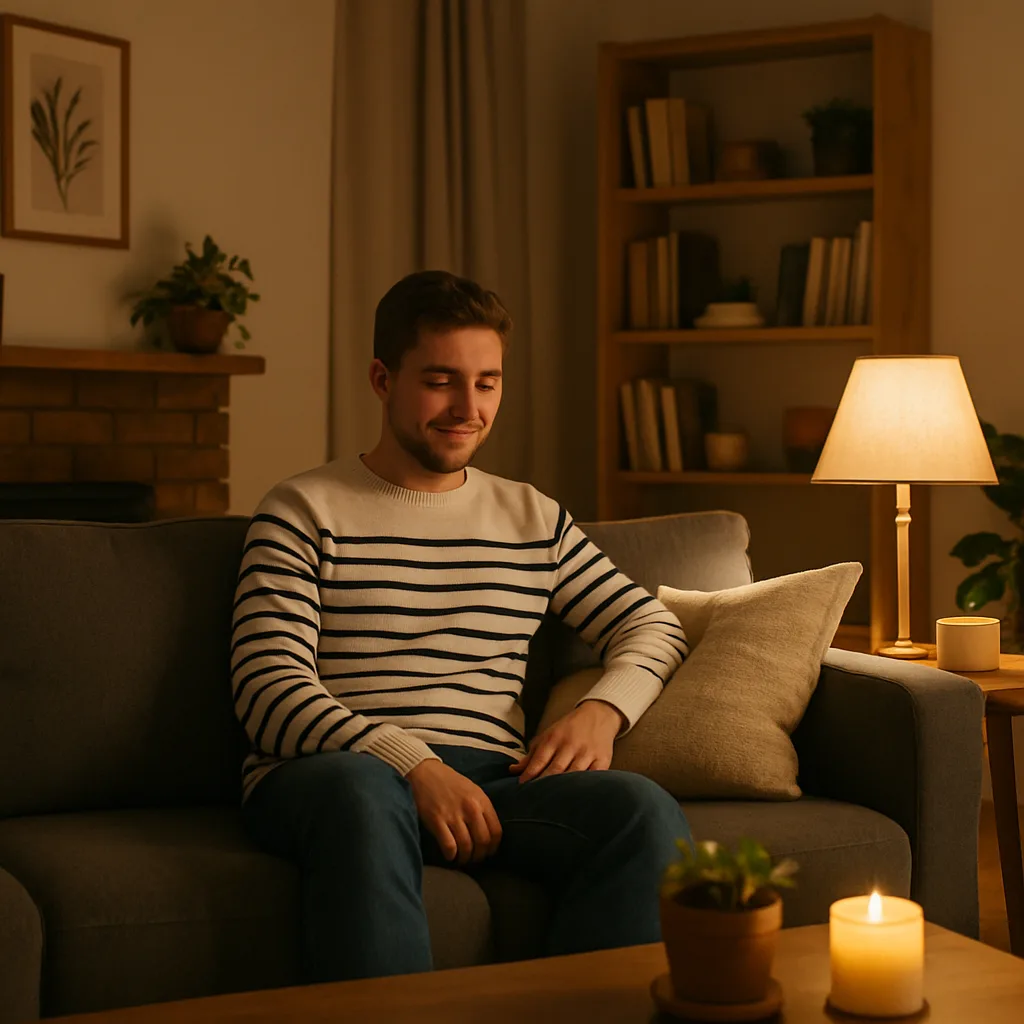 Someone Positioned on the Left End of a Couch