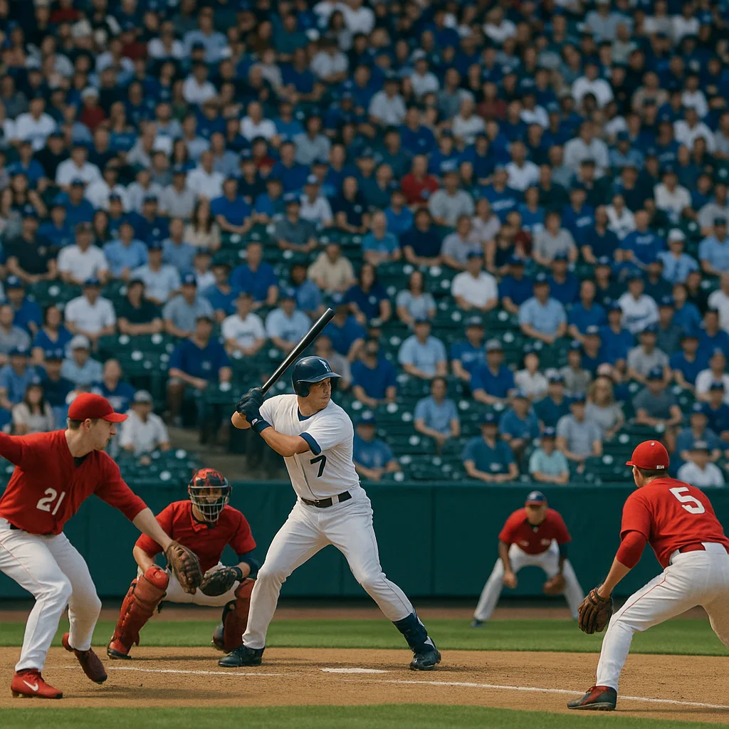 Baseball Game with Players from Opposing Teams on the Field