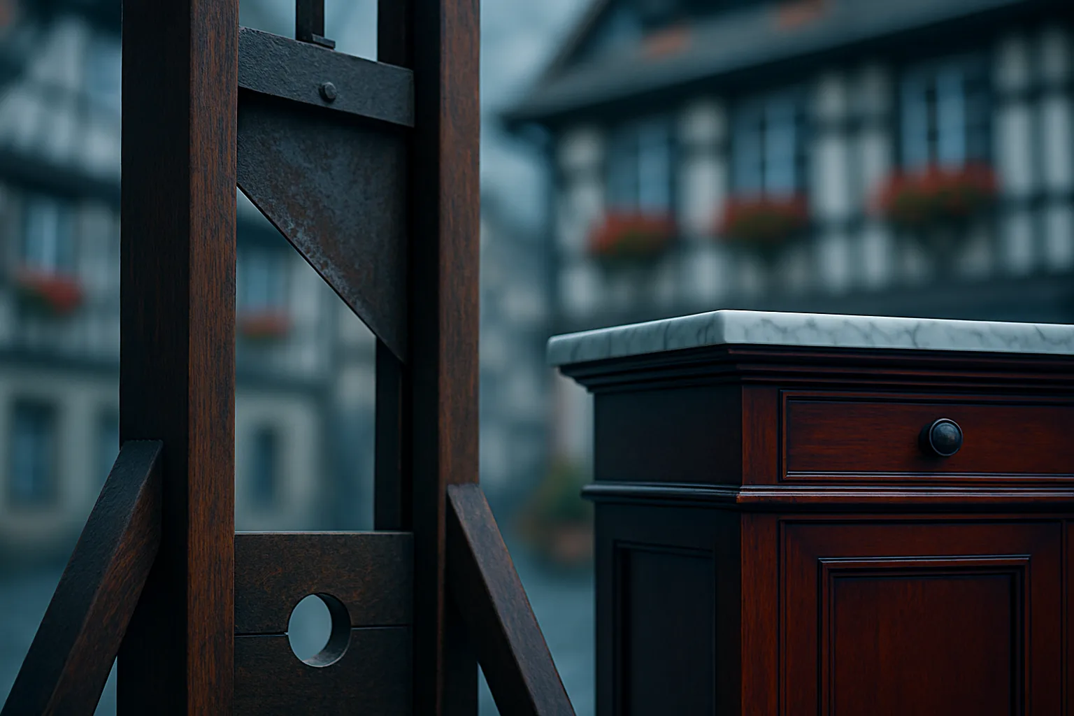 Guillotine's Tall Wooden Uprights