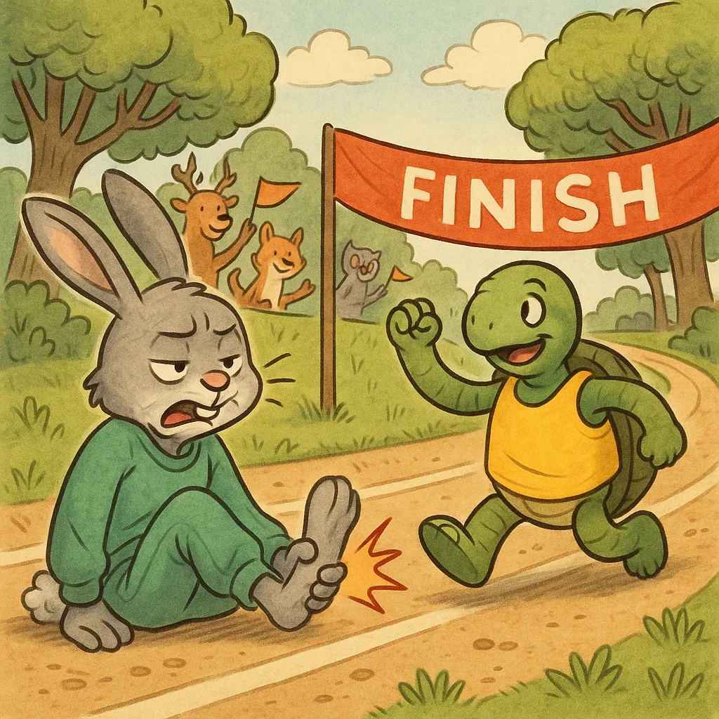 Playful Scene Features a Gray Rabbit Wearing a Loose
