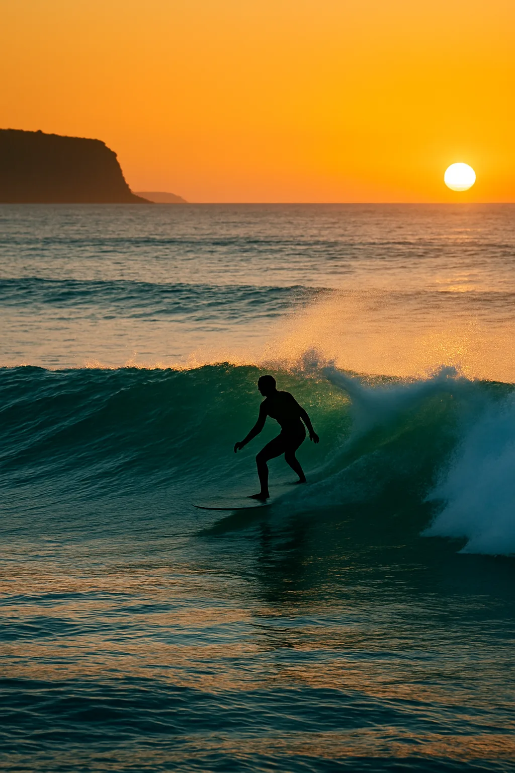 Solitary Surfer Rides Smoothly Atop a Rolling Wave
