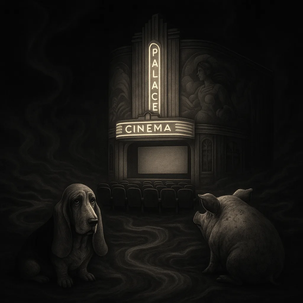 Surreal Tableau Rendered in Rich Blacks and Grays Emerges