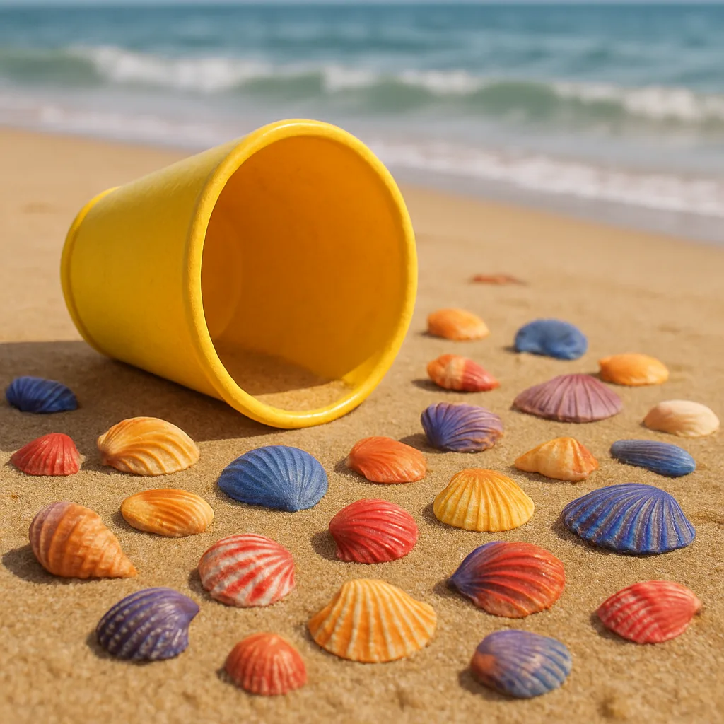 Up-close View of a Golden Sandy Beach Displays a Tipped-over