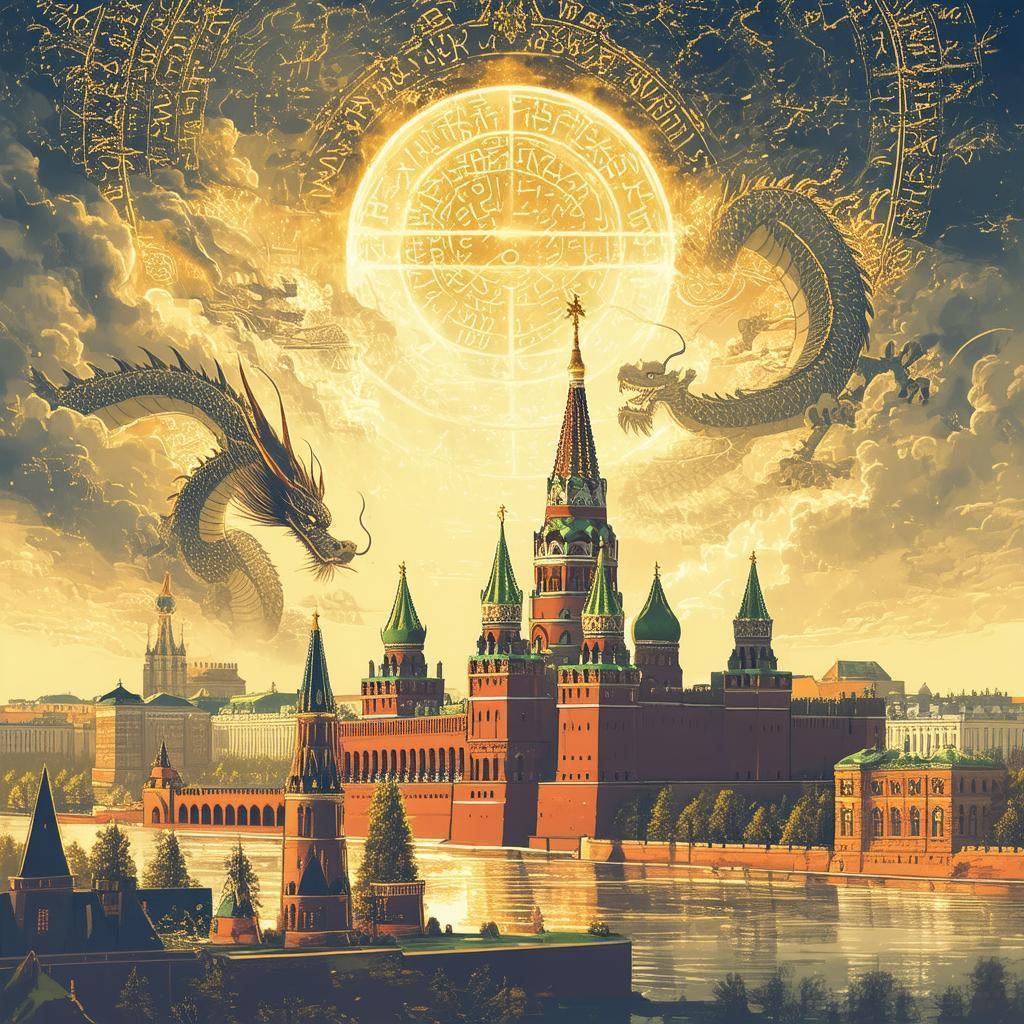 Golden Kremlin With Magical Runes and a Dragon