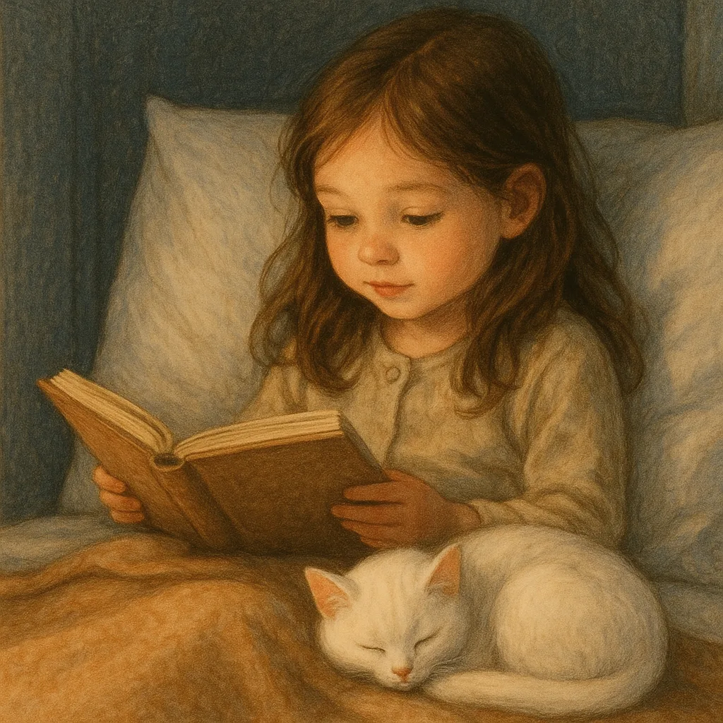 Little Girl Is Sitting Upright