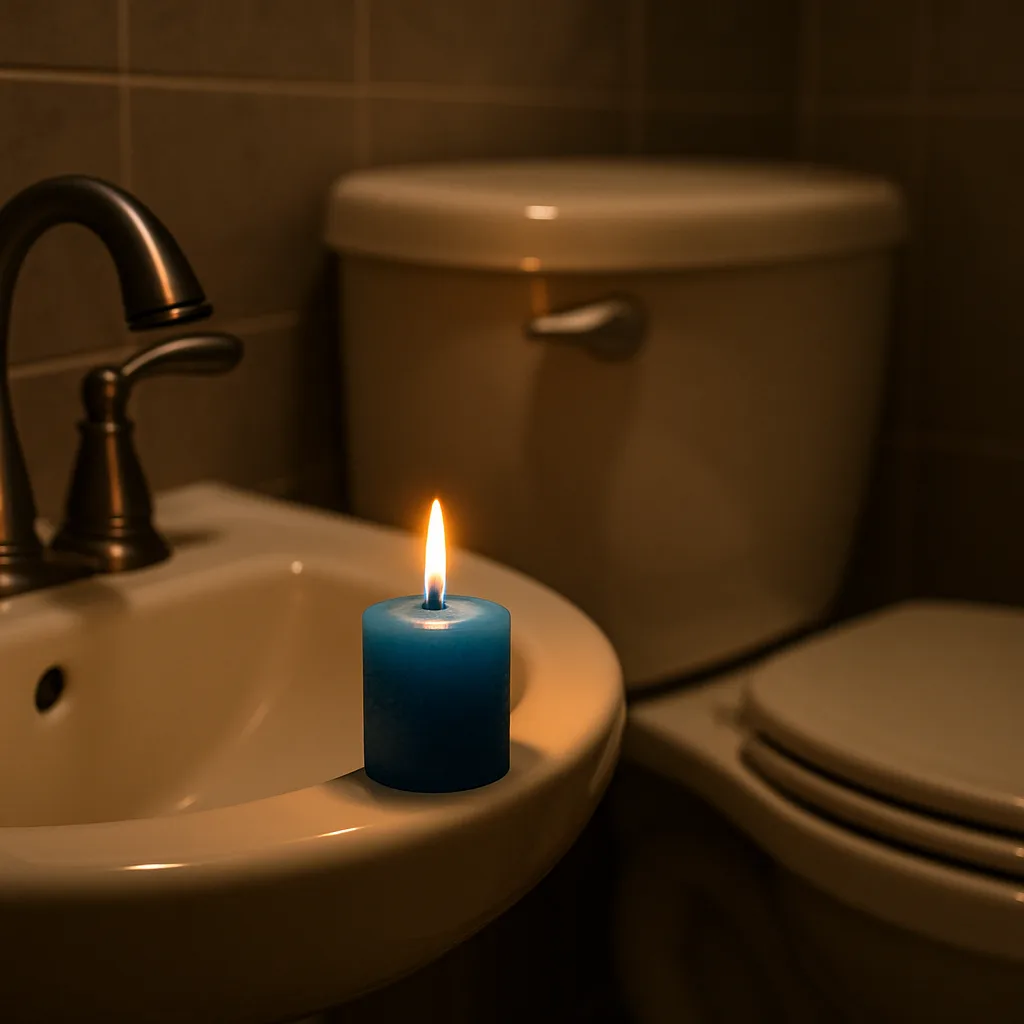 Tiny Blue Candle with a Steady