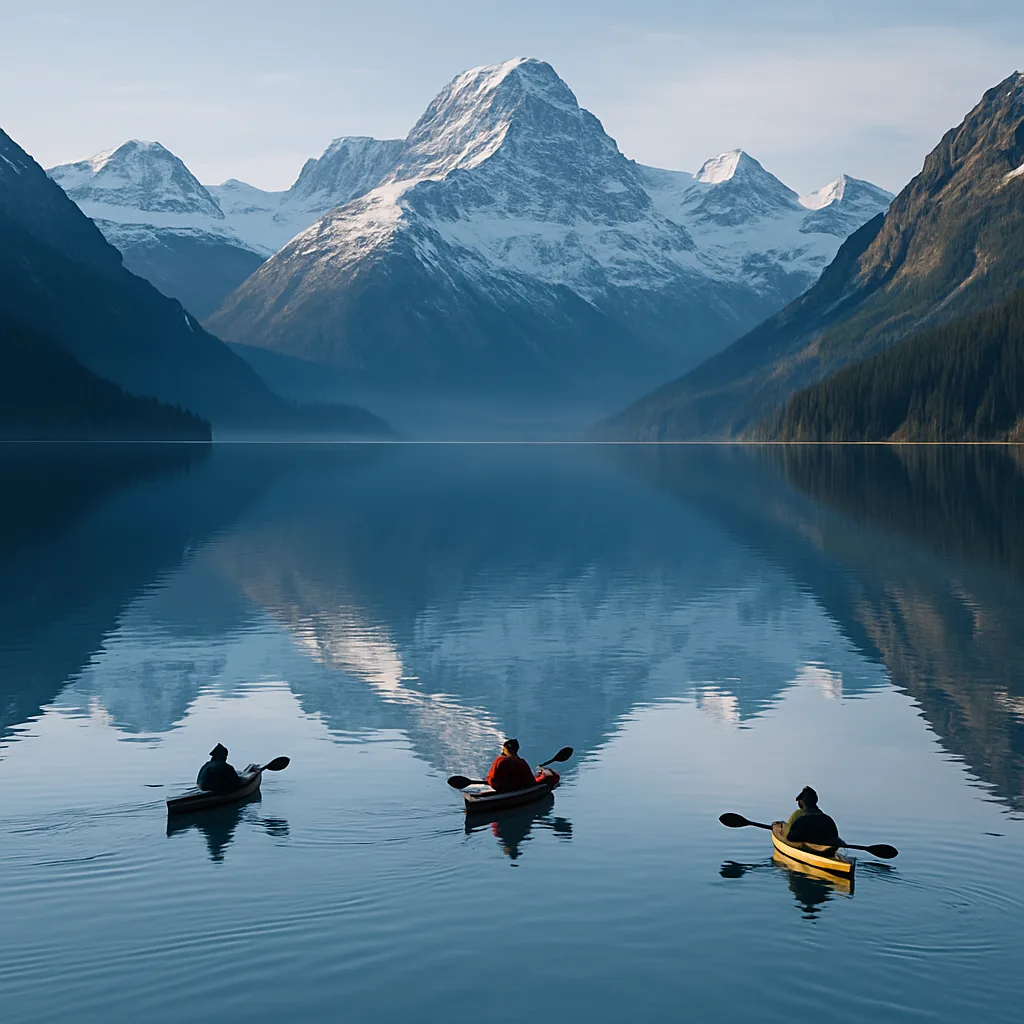 Few Lone Kayakers Paddle Across an Immense