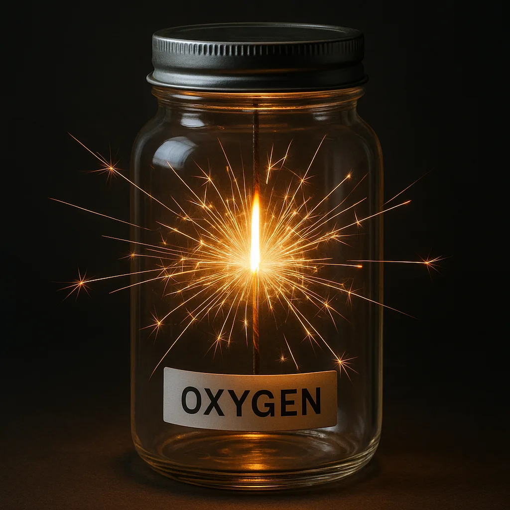 Closed Glass Vessel Containing Pure Oxygen