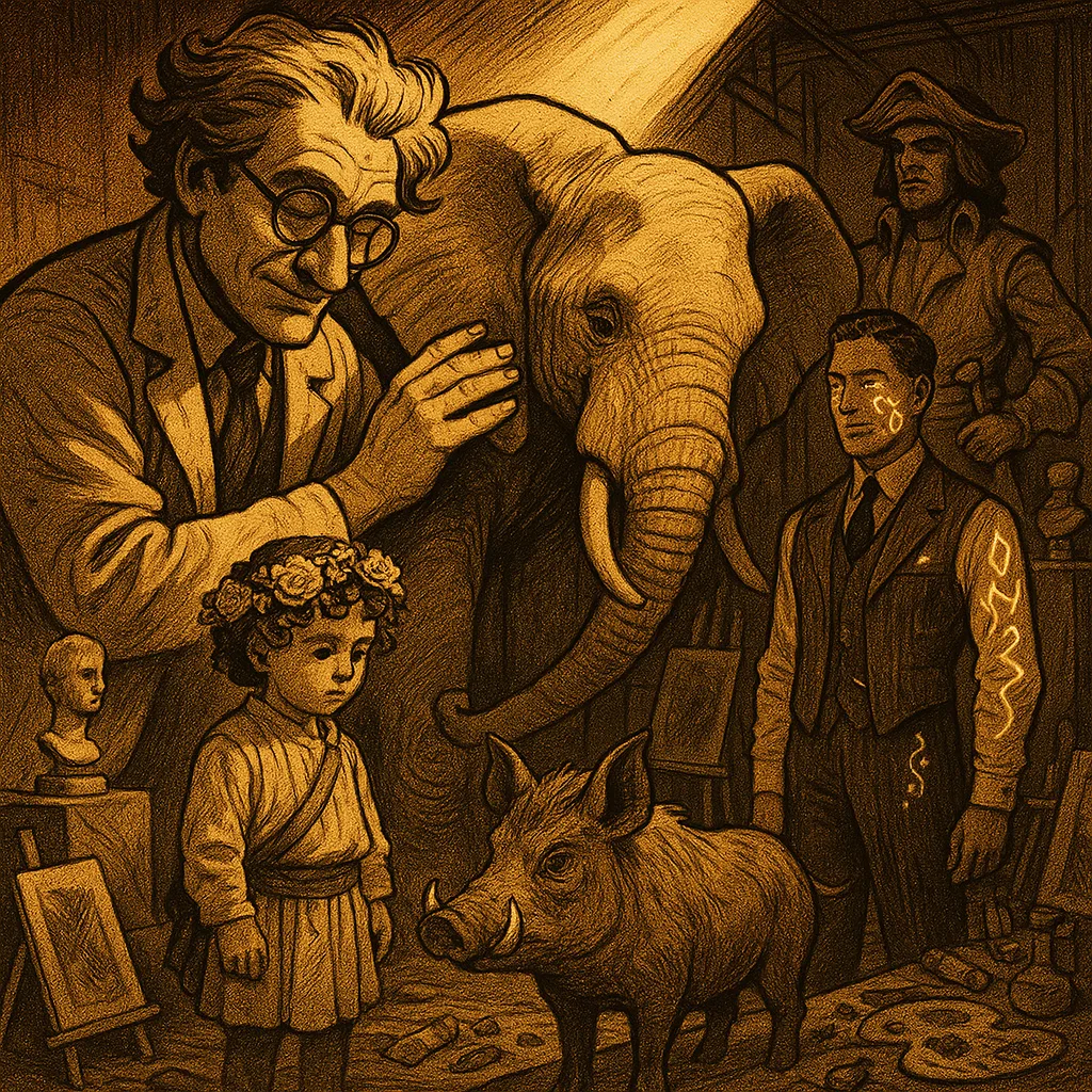 Young Adult Scientist of Giant Proportion-exaggerated Form