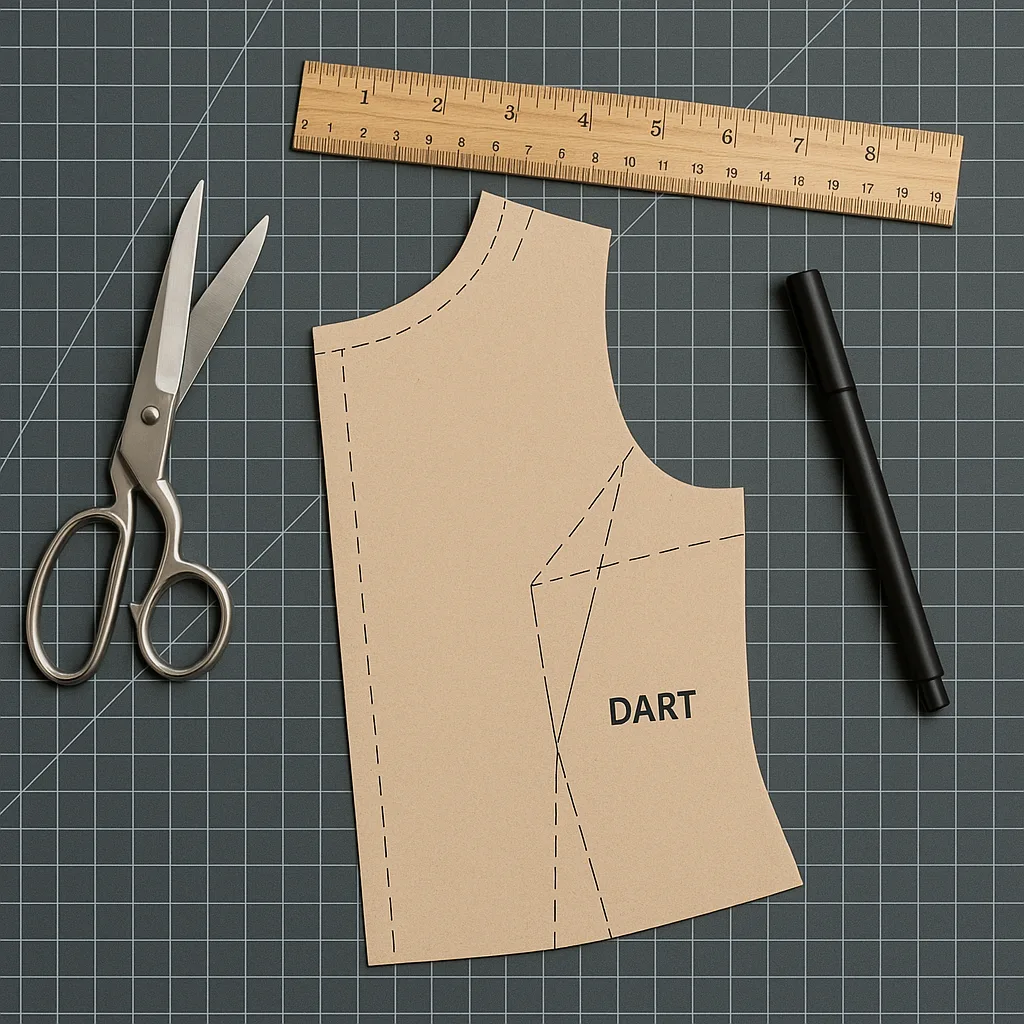 Sewing Pattern with Labeled Dart Guidelines