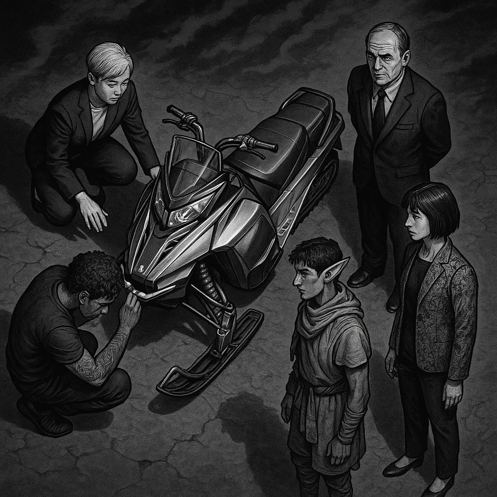 Metallic Silver Snowmobile—distinguished by its Long Track Touring Chassis