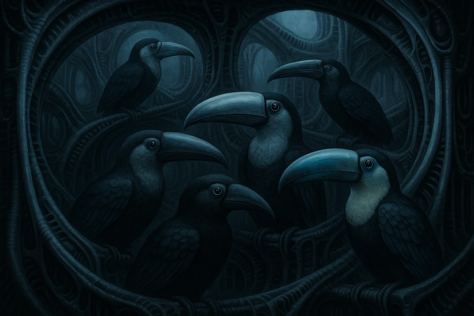 Five Diverse Toucans