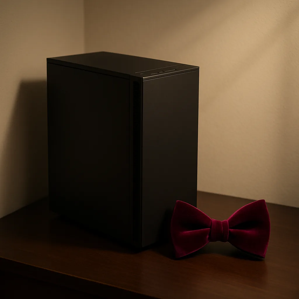 Sleek Black Computer Tower with Clean