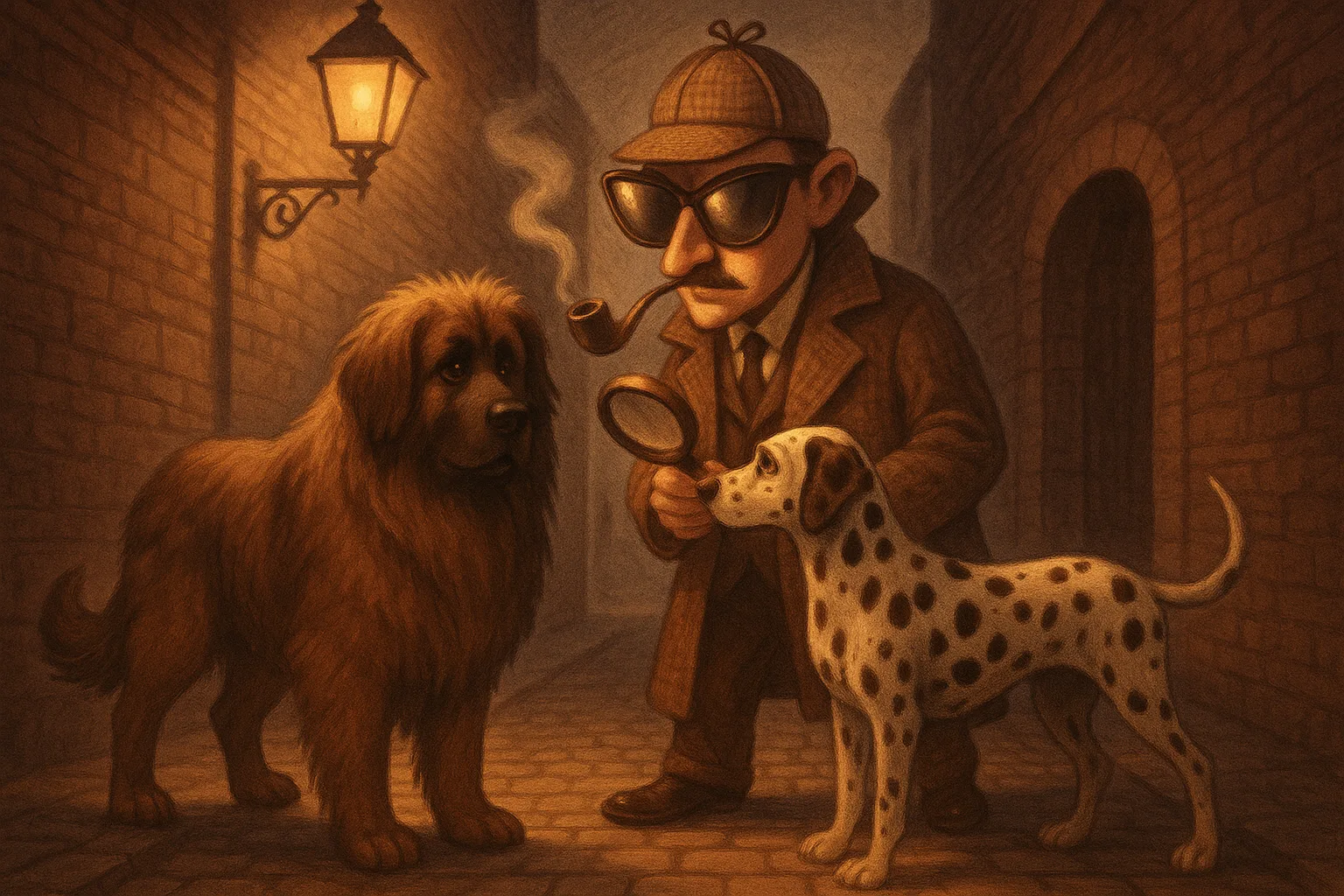 Almond-eyed Sherlock Holmes-style Detective with Exaggerated Proportions