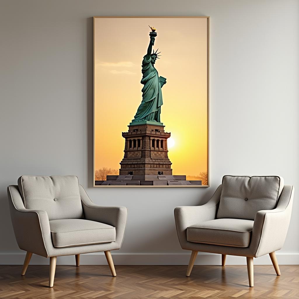 Statue of Liberty Photo Displayed in a Quiet Room