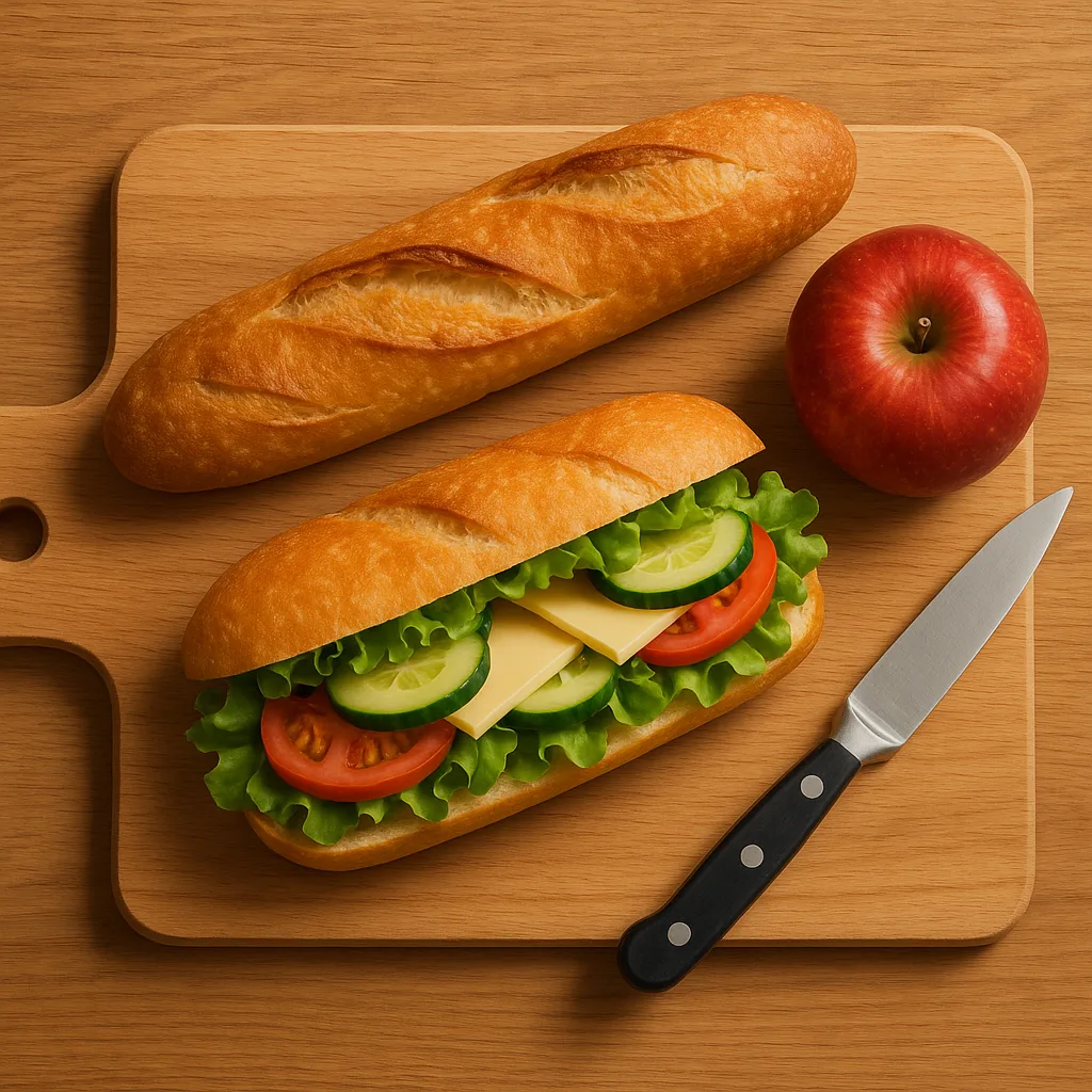 Cutting Board with a Baguette