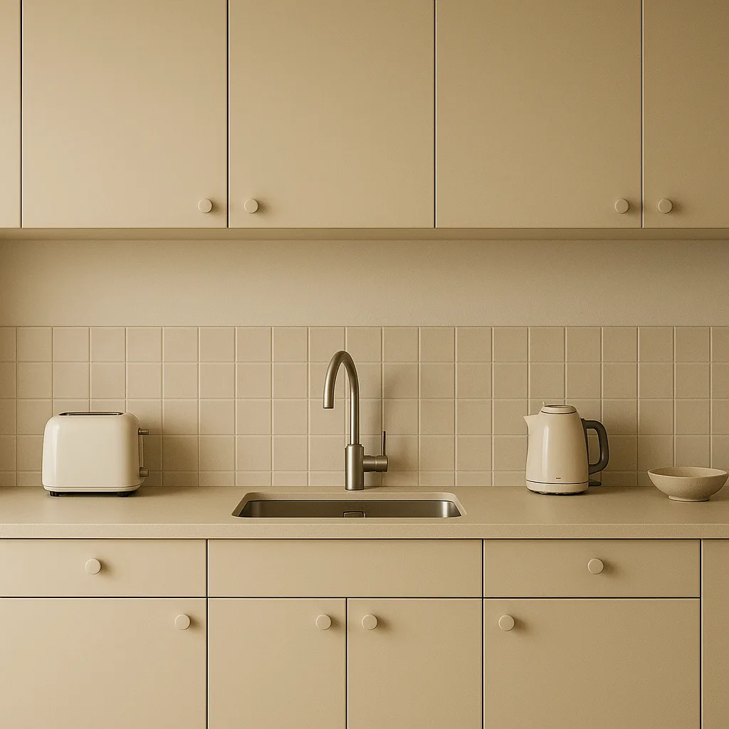 Minimalist Beige Kitchen with a Sink
