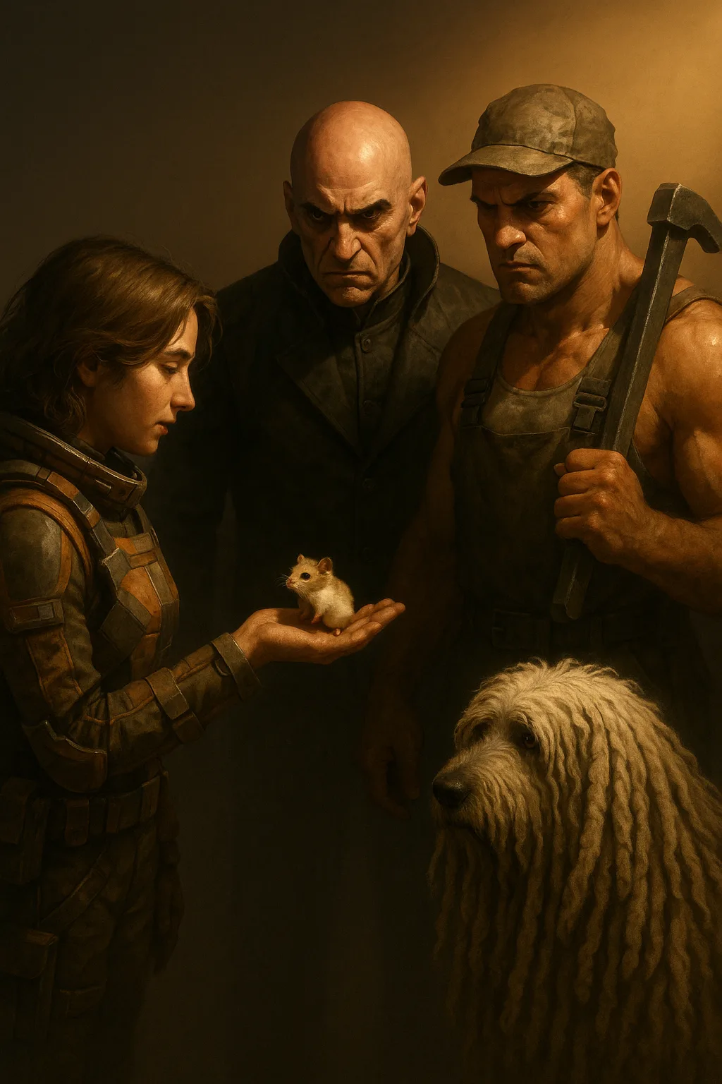 Shoulder-length-haired Sci-fi Explorer Offers a Tiny Hamster