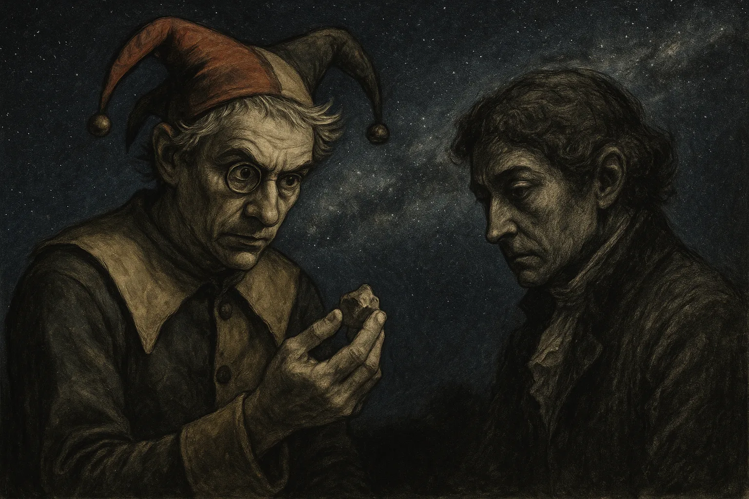 Jester Character Exuding an Outcast Auteur's Intensity