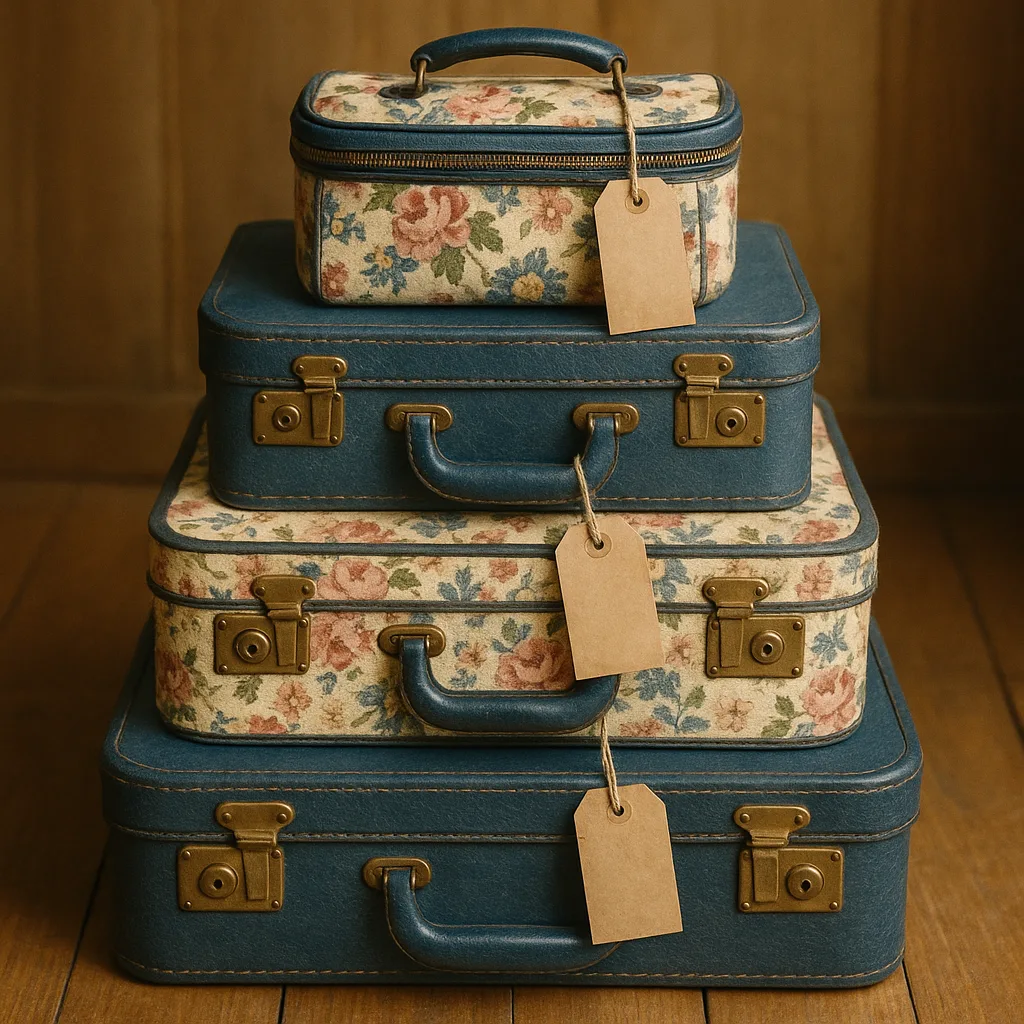 Stack of Vintage Suitcases and Bags