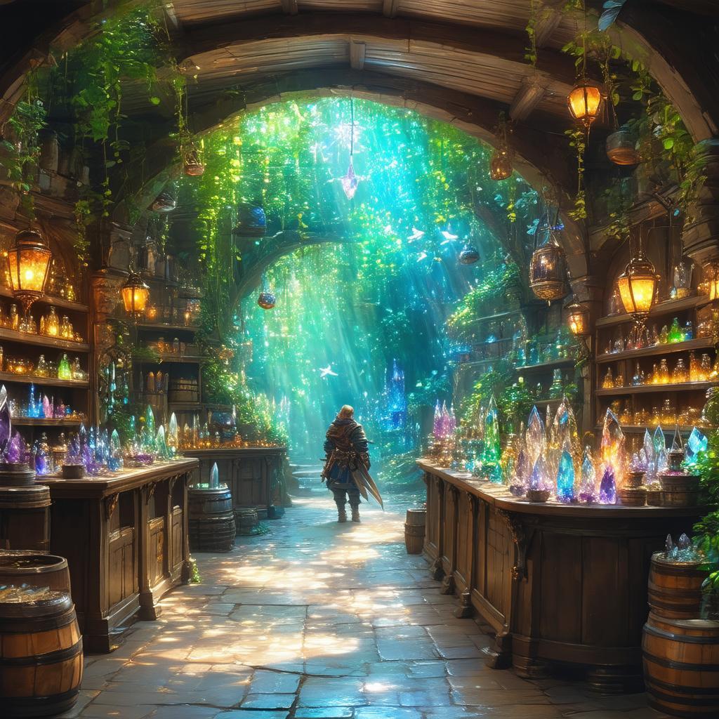 Sunlit Magic Shop of Flying Swords and Potions