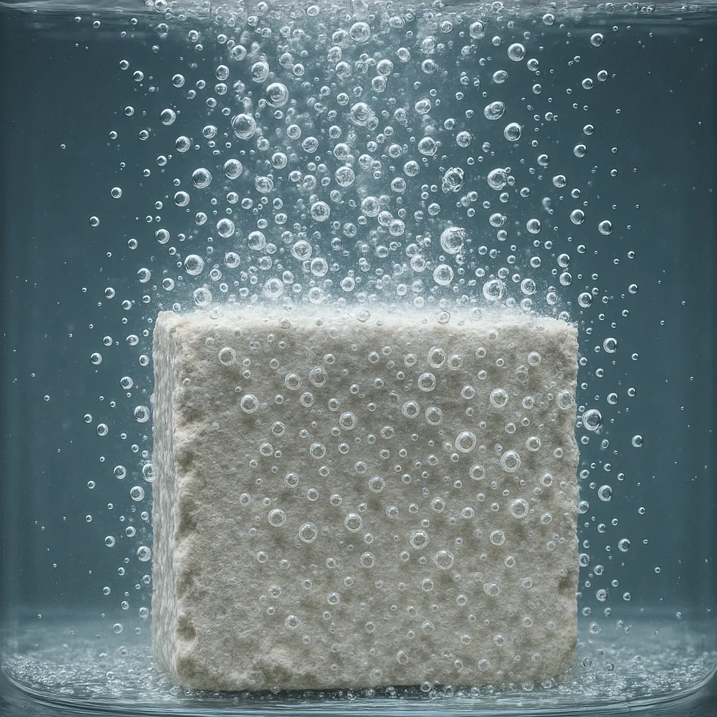 Piece of Limestone Submerged in Hydrochloric Acid