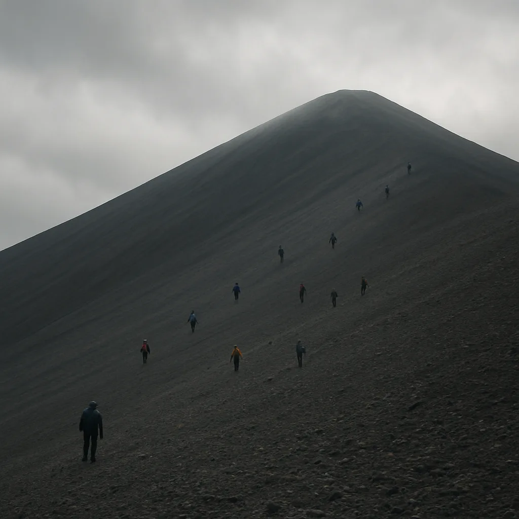 Scattered Group of Distant Hikers Makes its Slow Ascent