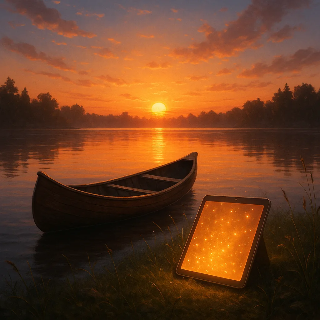 Dawn with a Canoe and a Radiant Tablet