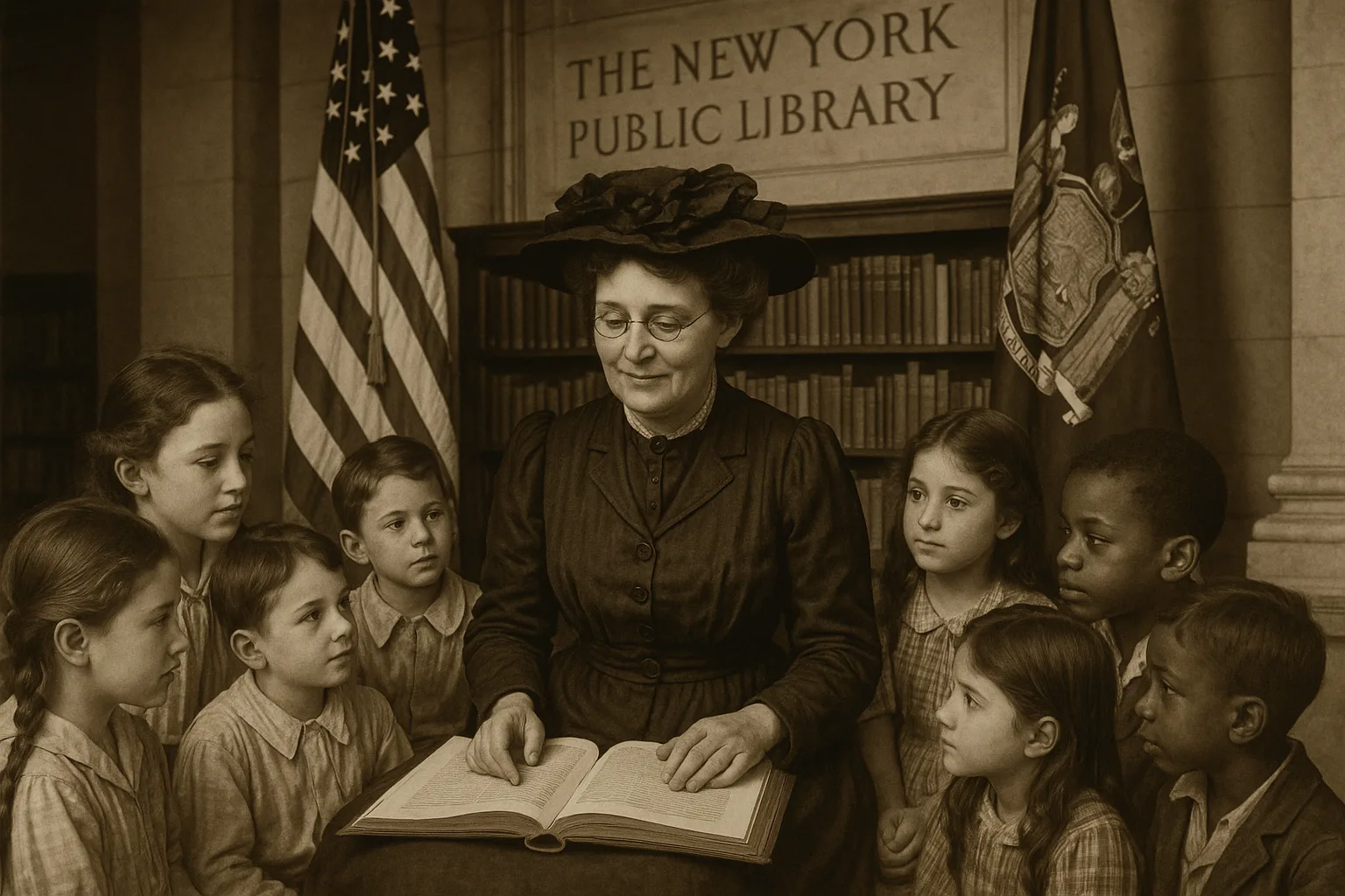 Historic New York Public Library Scene