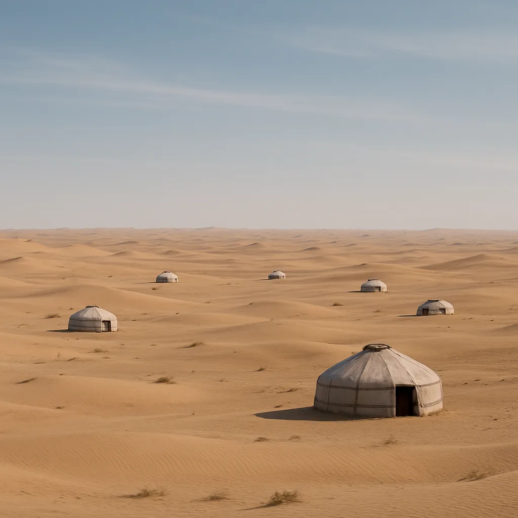 Handful of Distant Nomadic Tents Are Sparsely