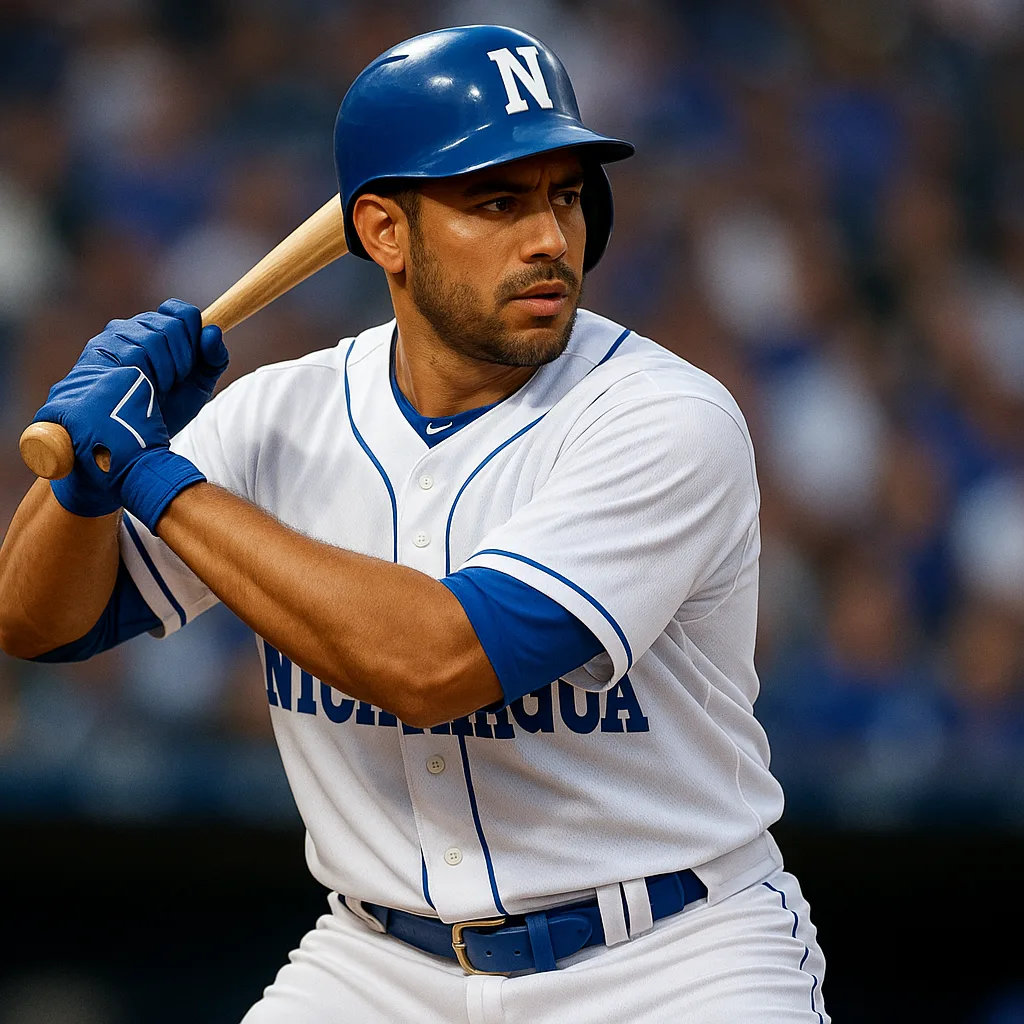 Baseball Player Wearing a White and Blue Uniform