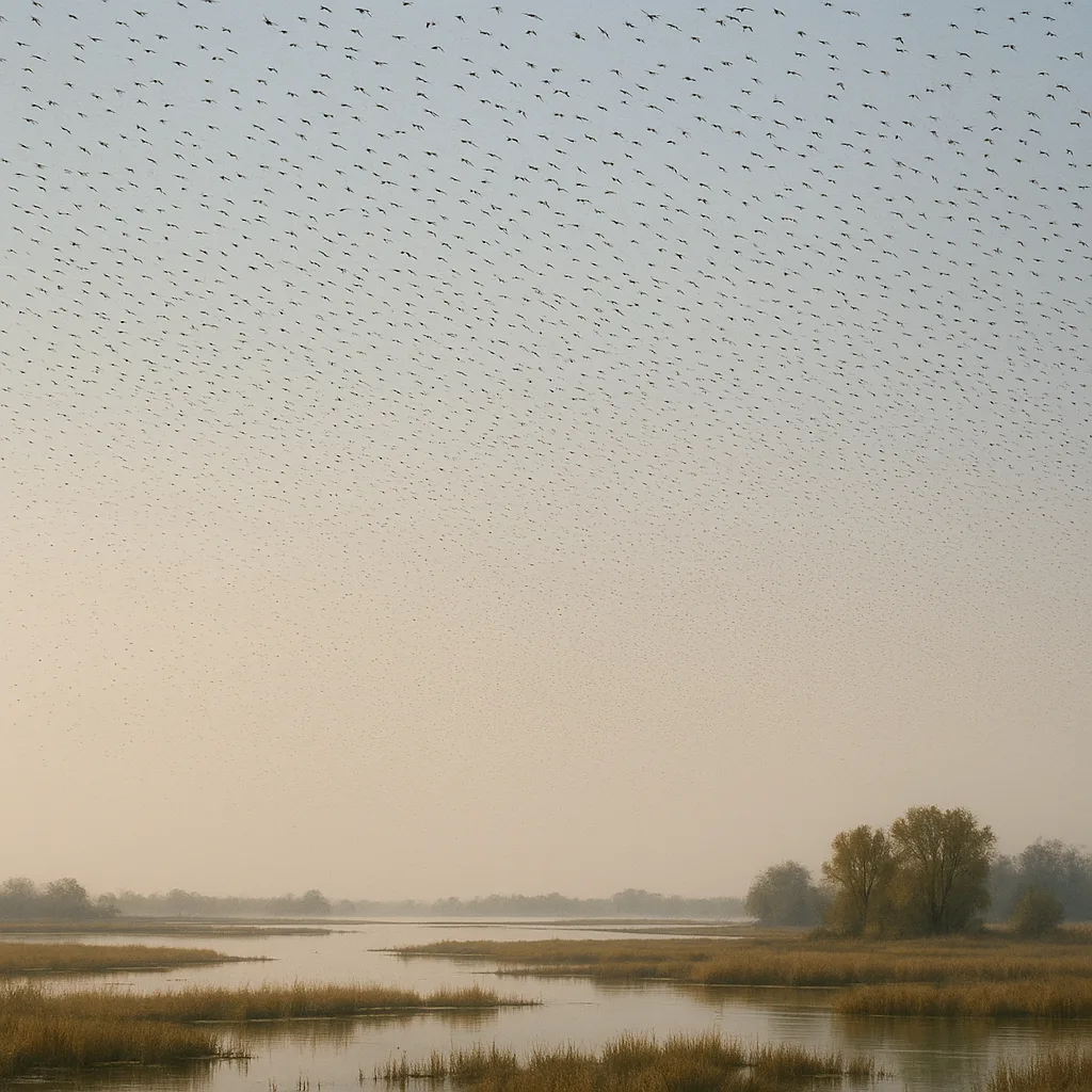 Countless Distant Specks of Migrating Birds Fill