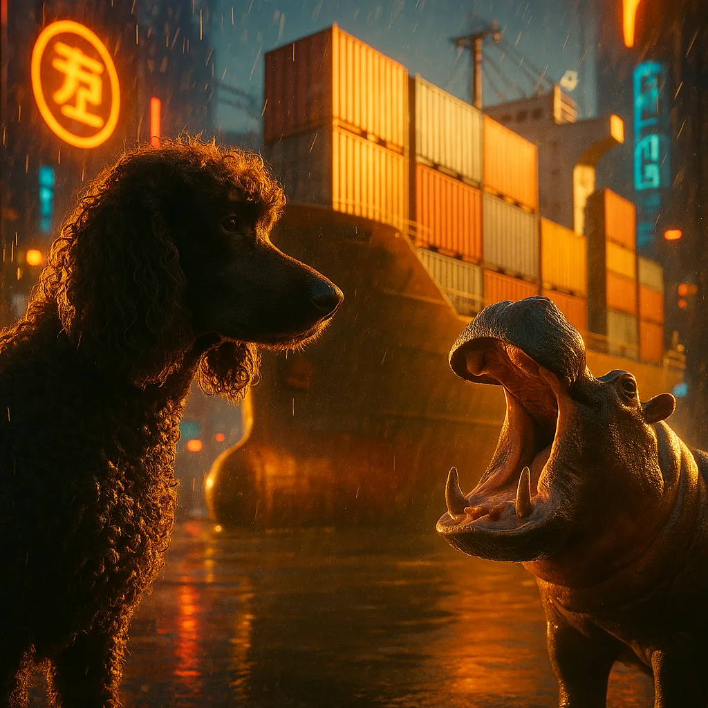 Against Futuristic Cyberpunk Streets with Neon Signs and Rain