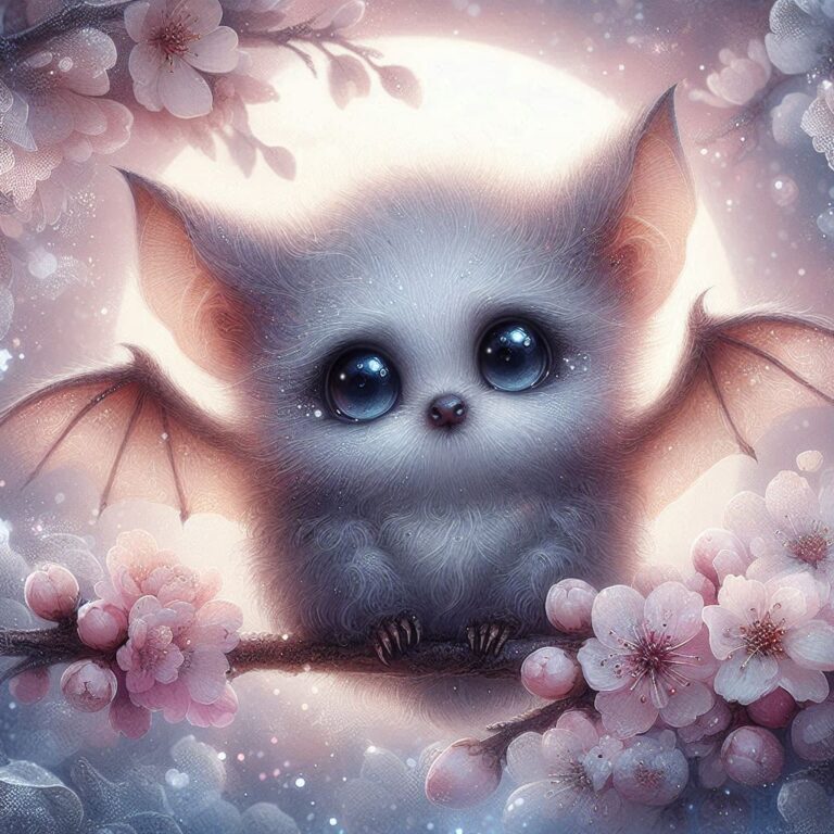 Whimsical Bat Glowing in Moonlight