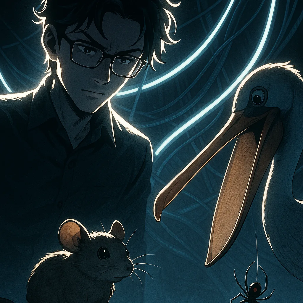 Sharply Rim-lit Anime Young Adult with Stylish Glasses