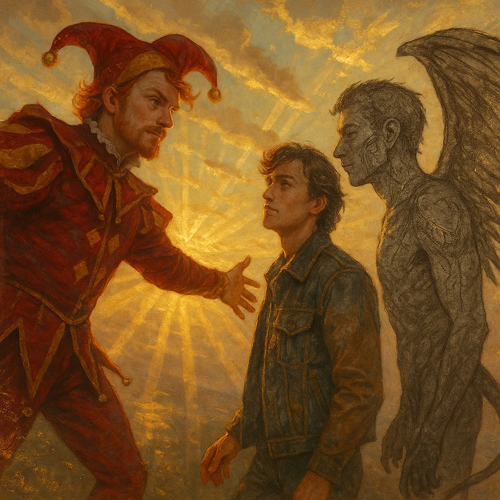 Regal Jester with Fiery Red Copper-red Hair