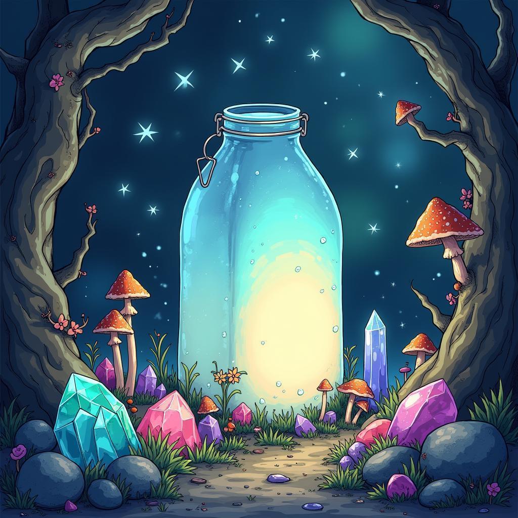 Glowing Milk Carton in a Magical Refrigerator