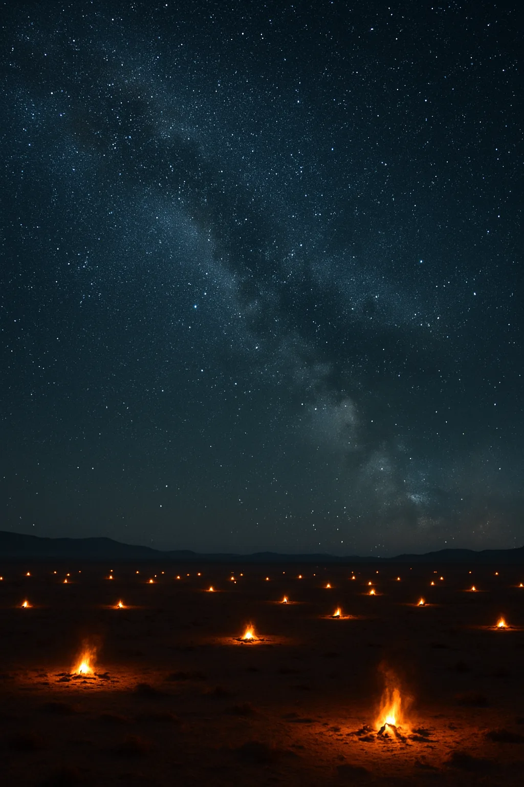 Myriad of Distant Campfires Twinkles Across a Vast