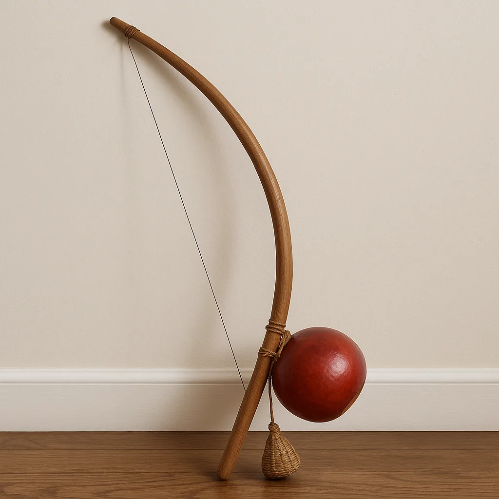Traditional Berimbau Instrument with a Red Gourd