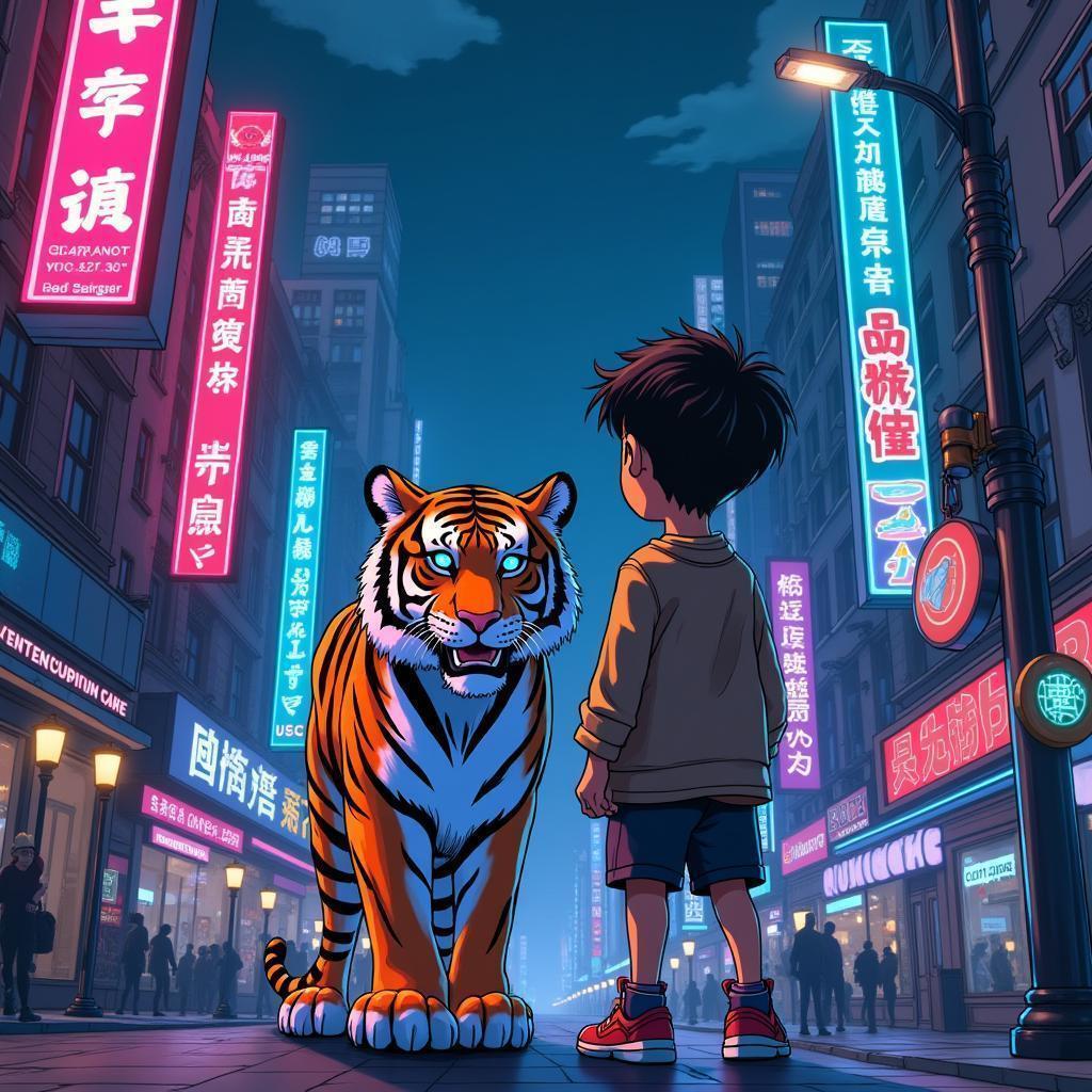 Neon Comic Boy and Electric Eyed Tiger
