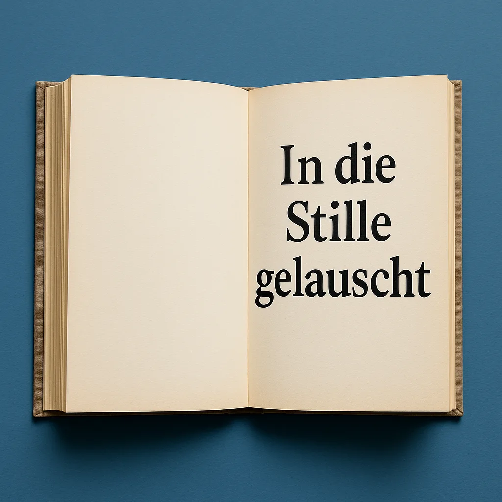 Open Book with the German Title "In Die Stille Gelauscht"