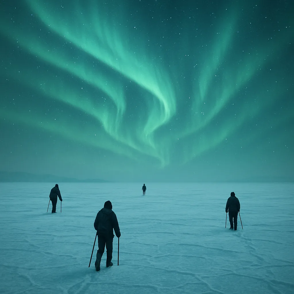 Few Solitary Figures Trek Across an Immense